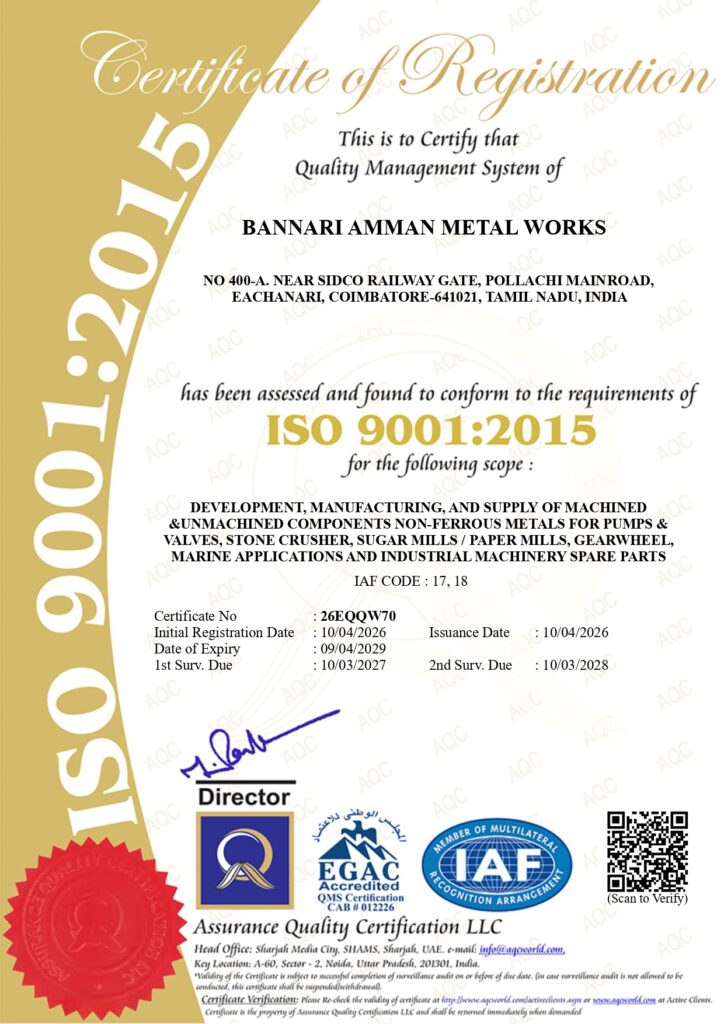 BANNARI AMMAN METAL WORKS ISO Certificate